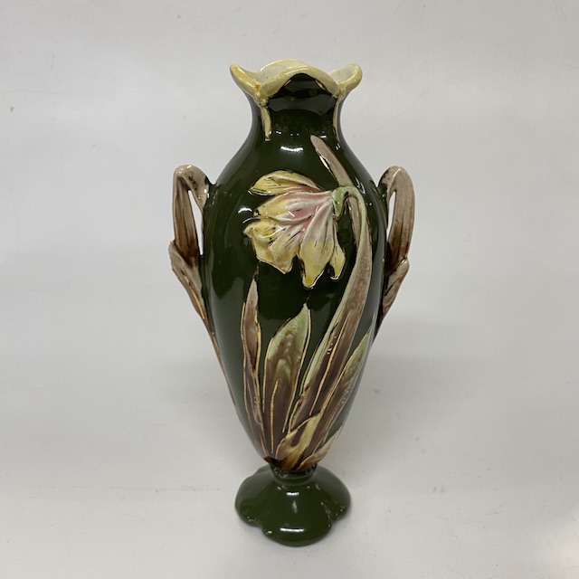 VASE, Antique - Green Floral